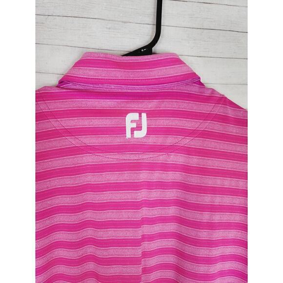 FOOTJOY STRIPED OMBRE PINK SHORT SLEEVE POLO, SZ MEDIUM - Picture 11 of 15